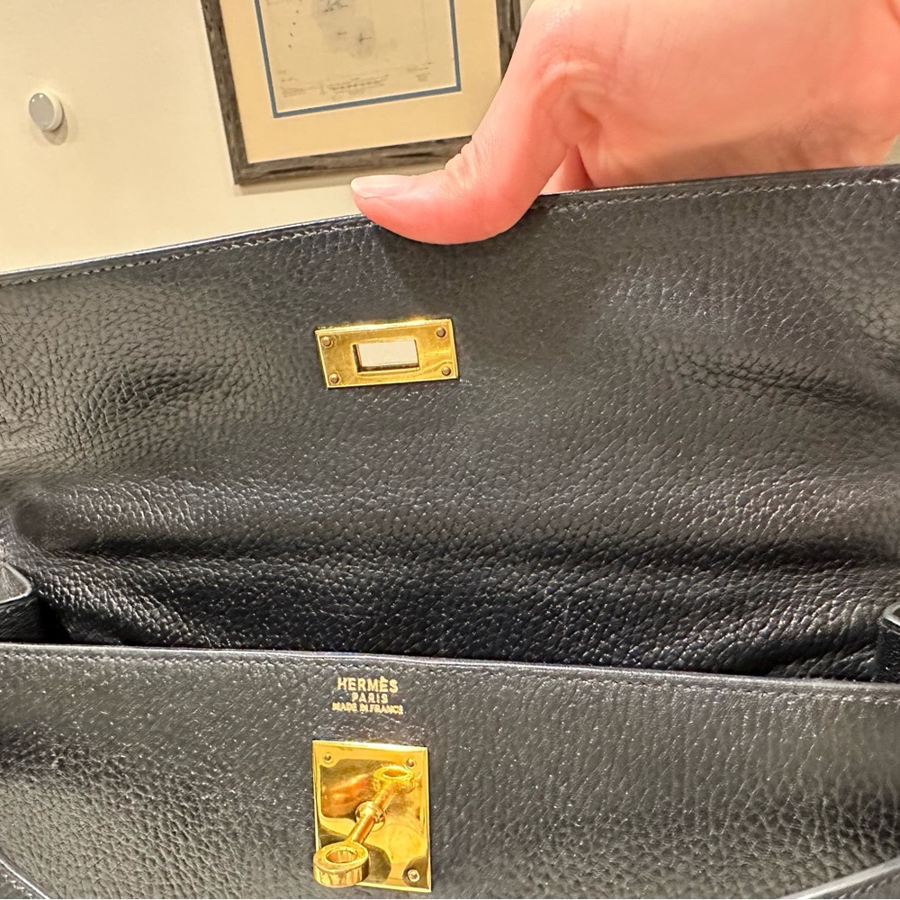 HERMES Kelly 32 Black Ardennes Leather, GHW, Sellier X Circle - Picture 6 of 16